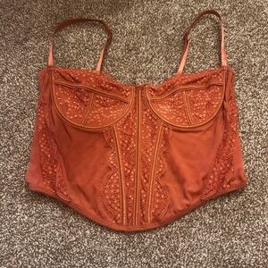 La Hearts Rust Lace Crop Top
